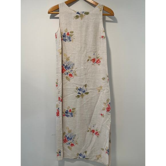 Marisa Christina 100% Linen 2 Piece Dress Jacket Cream Pink Blue Floral Small JL - Picture 10 of 12
